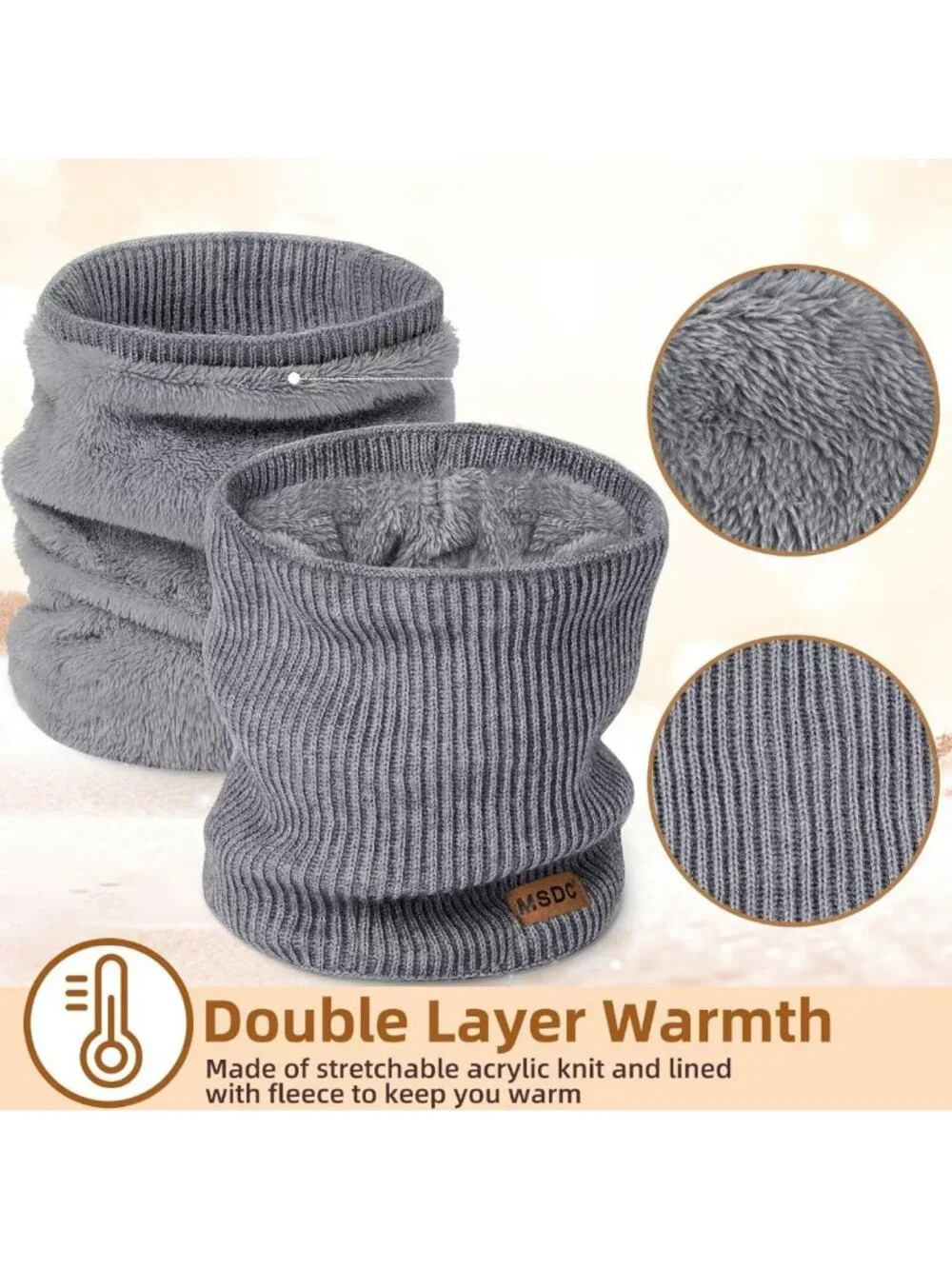 Cozy Winter Neck Gaiters 3 Pack for Men & Women - Thermal Fleece Cold Weather